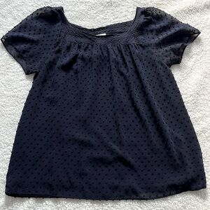 Swiss Dot Polyester Top with Lace Square Neck, 10